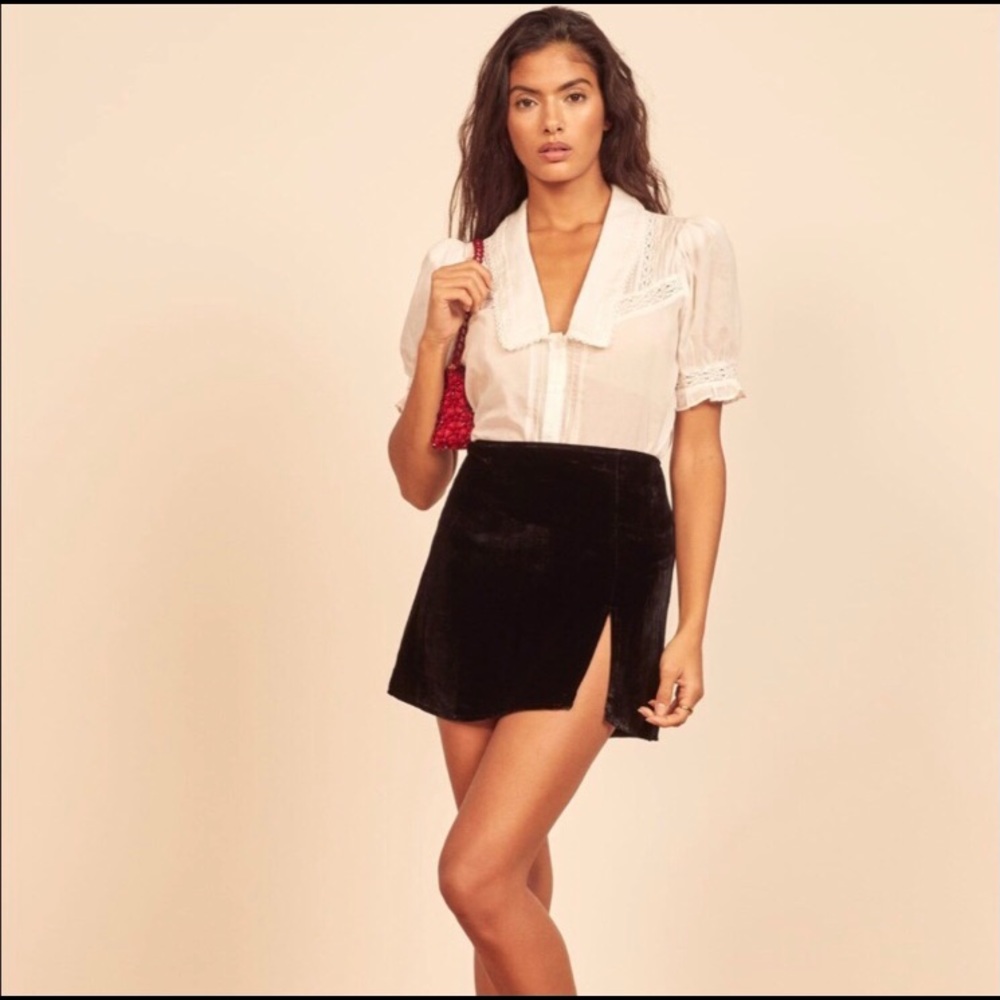 Reformation Cleo Velvet Mini Skirt (new)